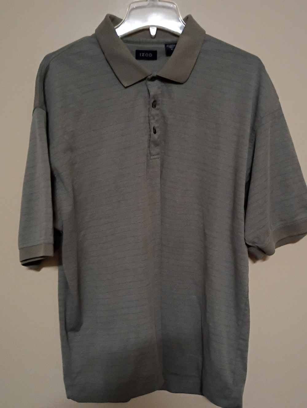 Izod Men's Olive Gray Polo Shirt - Short Sleeve Size XL